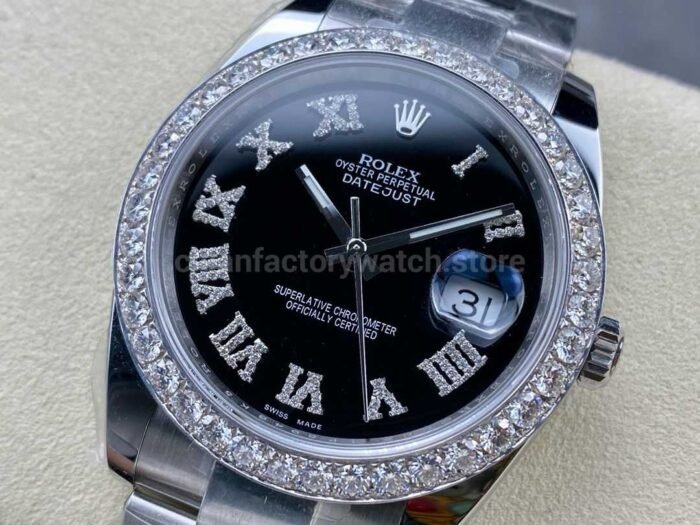 Rolex Datejust 126334 Modified and customized moissanite bezel Black Dial - Image 3