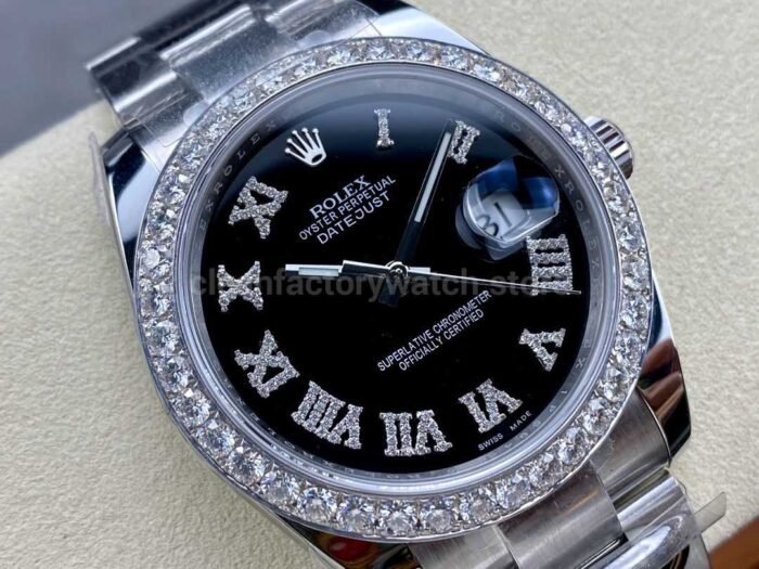 Rolex Datejust 126334 Modified and customized moissanite bezel Black Dial - Image 2