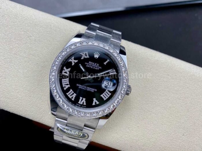 Rolex Datejust 126334 Modified and customized moissanite bezel Black Dial - Image 5