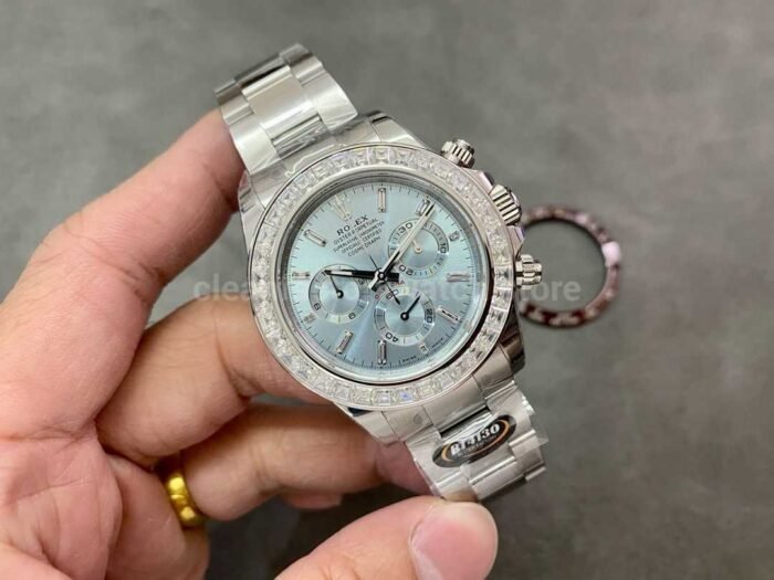 Rolex Daytona Modification and customization Moissanite Bezel Ice Blue Dial - Image 4