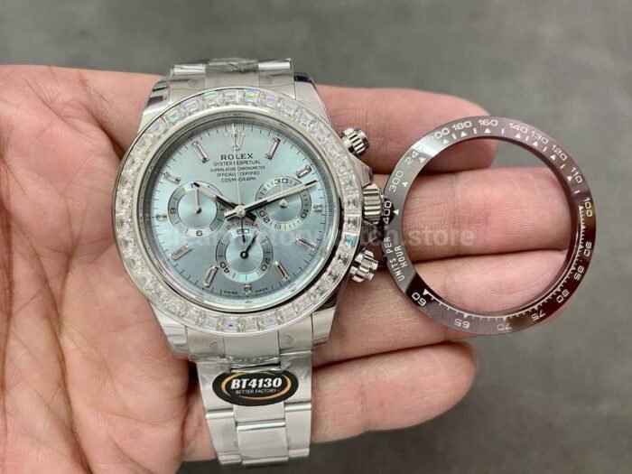 Rolex Daytona Modification and customization Moissanite Bezel Ice Blue Dial - Image 9