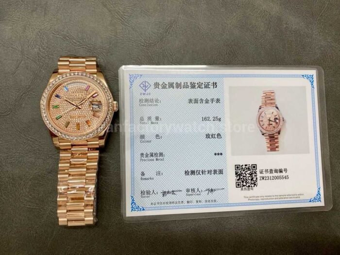 Rolex day-date 128235 Modified and customized 18k gold-plated moissanite bezel Diamond Dial - Image 9