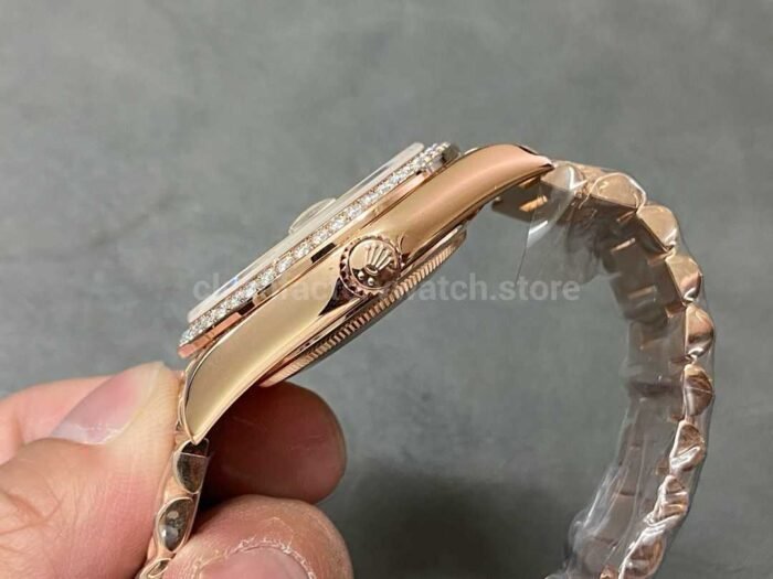 Rolex day-date 128235 Modified and customized 18k gold-plated moissanite bezel Diamond Dial - Image 5
