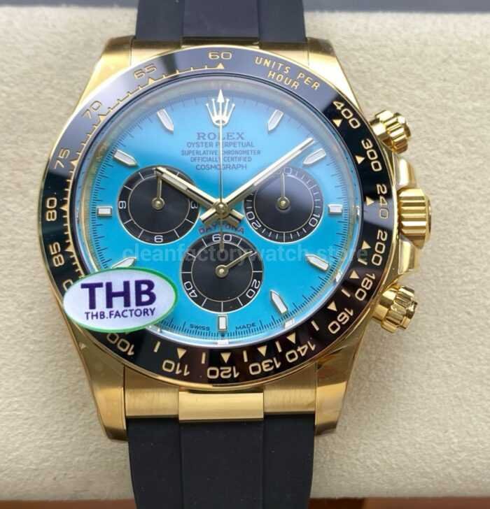THB Factory Rolex Daytona 126518LN Yellow Gold Rubber Strap Tiffany Blue Dial 1 Super Clone Watch,Clean Factory Watch