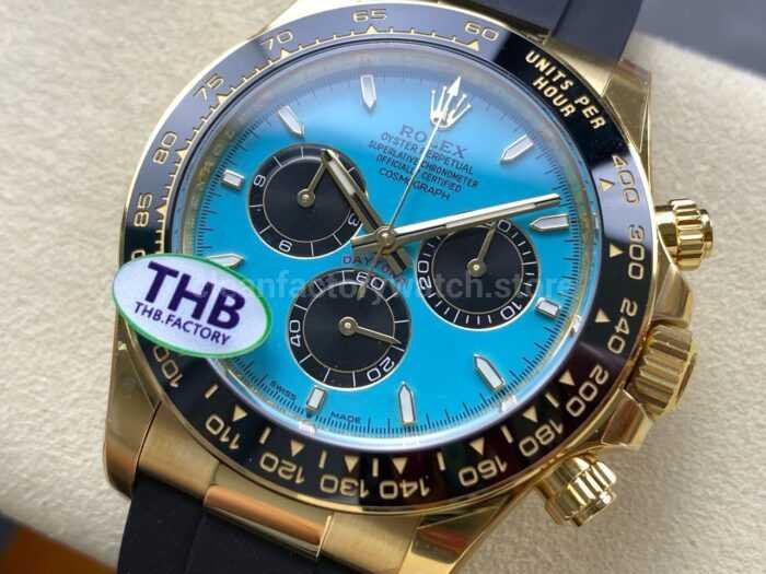THB Factory Rolex Daytona 126518LN Yellow Gold Rubber Strap Tiffany Blue Dial 2 Super Clone Watch,Clean Factory Watch