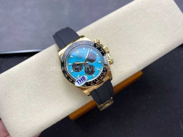 THB Factory Rolex Daytona 126518LN Yellow Gold Rubber Strap Tiffany Blue Dial 3 Super Clone Watch,Clean Factory Watch