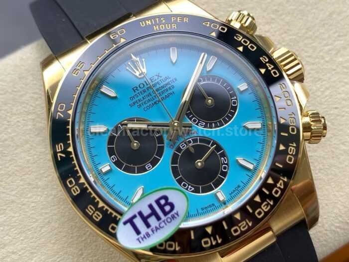 THB Factory Rolex Daytona 126518LN Yellow Gold Rubber Strap Tiffany Blue Dial 7 Super Clone Watch,Clean Factory Watch
