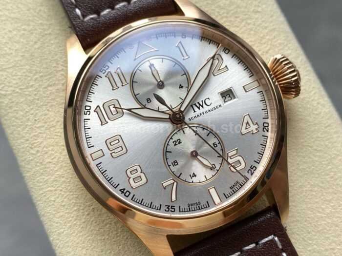 TW Factory IWC Big Pilot 46mm Rose Gold Arabic Numerals Silver Dial 5 Super Clone Watch,Clean Factory Watch