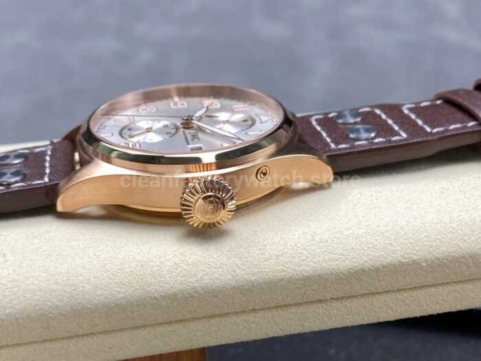 TW Factory IWC Big Pilot 46mm Rose Gold Arabic Numerals Silver Dial 6 Super Clone Watch,Clean Factory Watch
