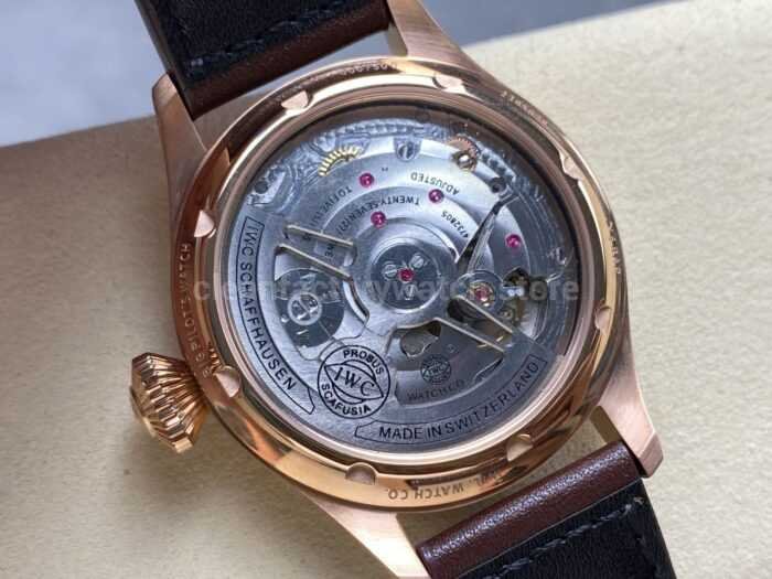 TW Factory IWC Big Pilot 46mm Rose Gold Arabic Numerals Silver Dial 7 Super Clone Watch,Clean Factory Watch