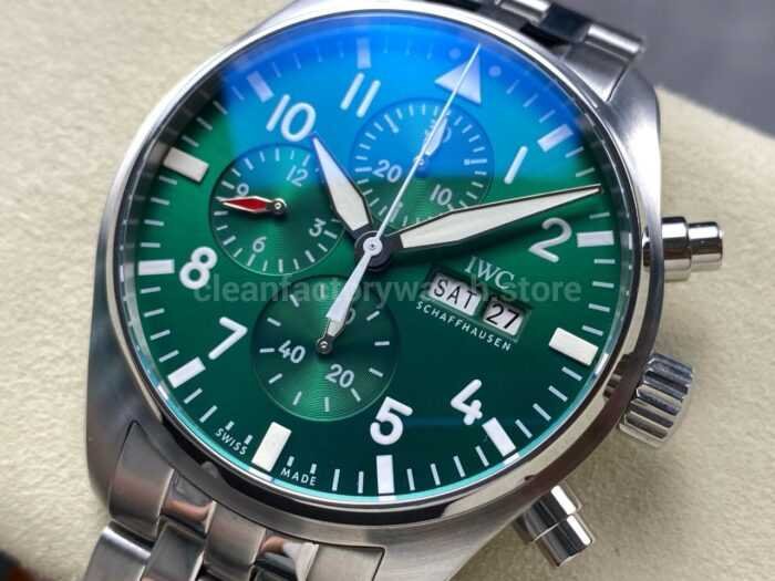 TW Factory IWC Pilot Chronograph IW377726 43mm Arabic Numerals Green Dial 4 Super Clone Watch,Clean Factory Watch