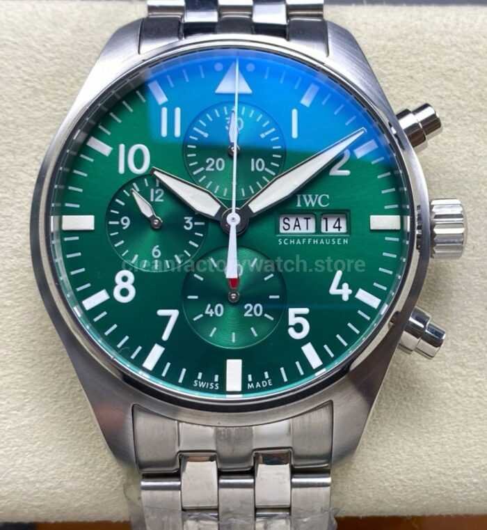 TW Factory IWC Pilot Chronograph IW378006 43mm Arabic Numerals Green Dial 8 Super Clone Watch,Clean Factory Watch