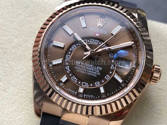 ZF Factory CounterWeight Rolex Sky-Dweller 336235-0002 42mm Rose Gold OysterFlex Brown Dial - Image 3