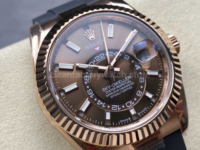 ZF Factory CounterWeight Rolex Sky-Dweller 336235-0002 42mm Rose Gold OysterFlex Brown Dial - Image 2
