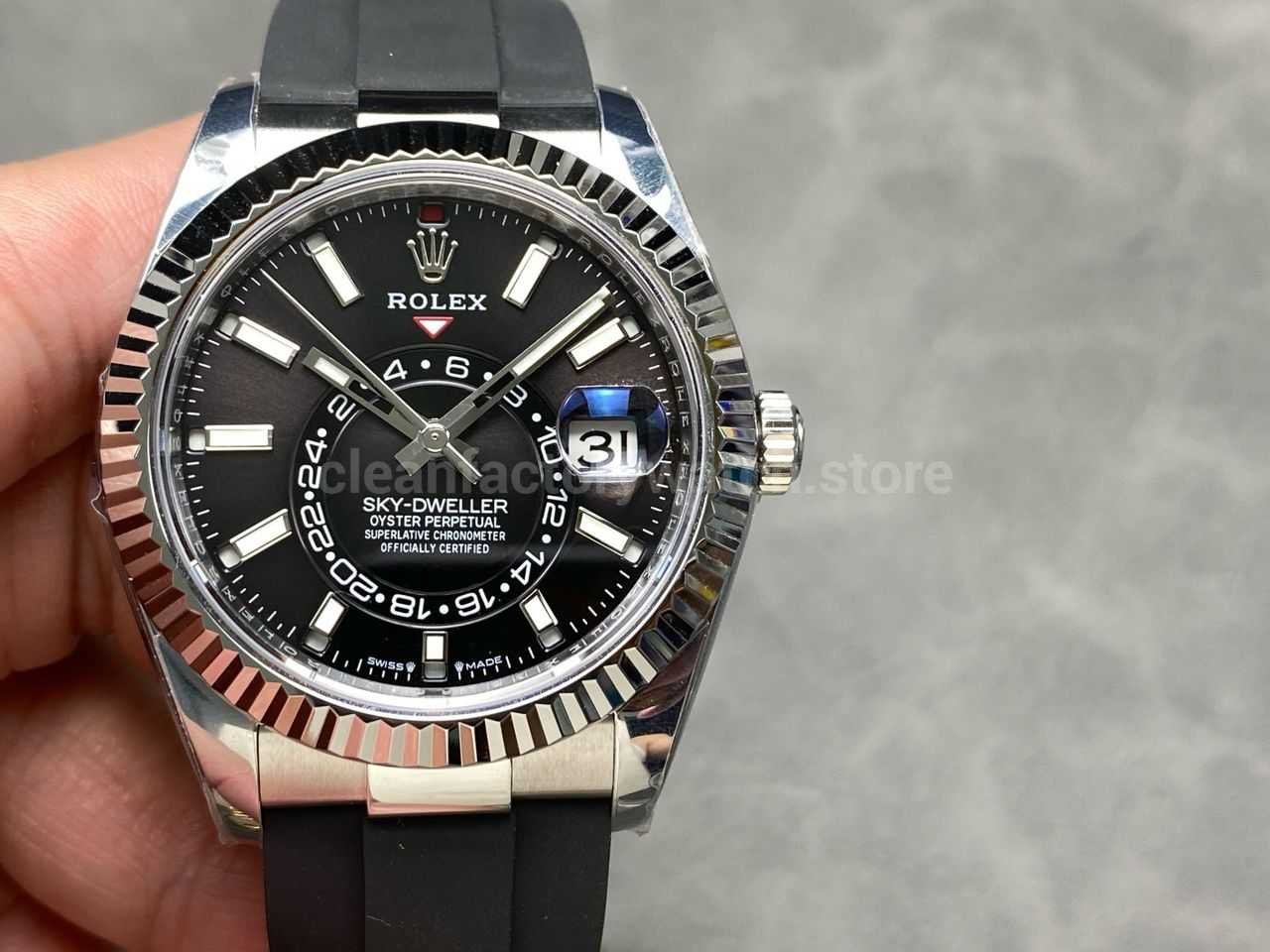 ZF Factory CounterWeight Rolex Sky-Dweller 336239-0002 42mm White Gold OysterFlex Black Dial
