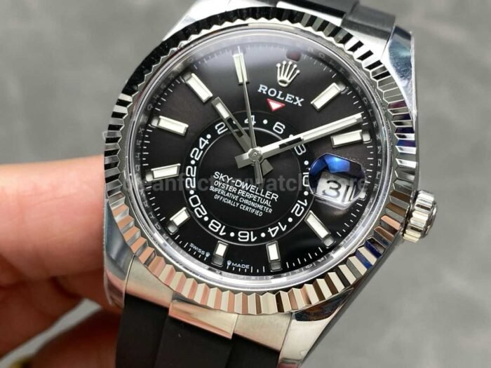 ZF Factory CounterWeight Rolex Sky-Dweller 336239-0002 42mm White Gold OysterFlex Black Dial - Image 3