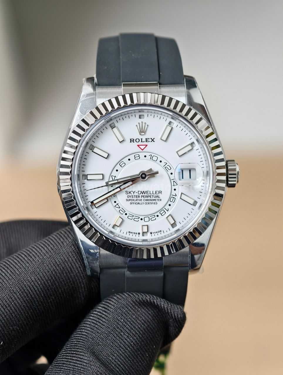 ZF Factory CounterWeight Rolex Sky-Dweller 336239-0003 42mm White Gold OysterFlex White Dial