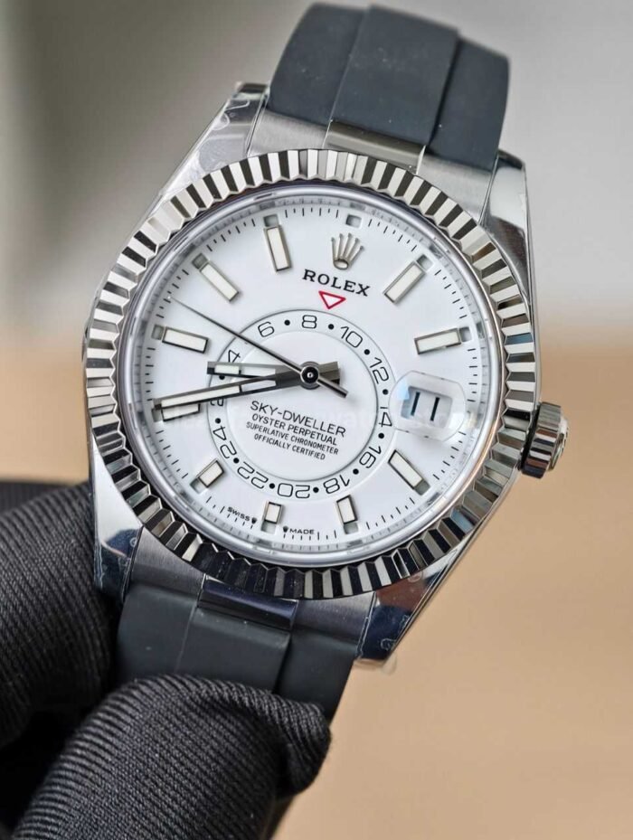 ZF Factory CounterWeight Rolex Sky-Dweller 336239-0003 42mm White Gold OysterFlex White Dial - Image 3