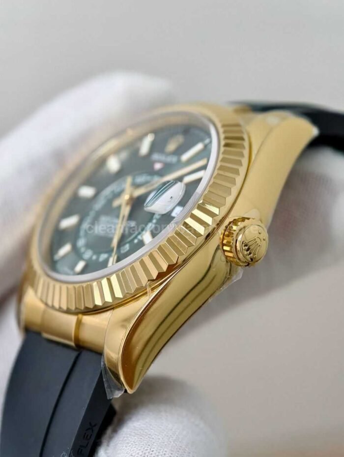 ZF Factory CounterWeight Rolex Sky-Dweller 336938-0008 42mm Yellow Gold OysterFlex Green Dial - Image 5