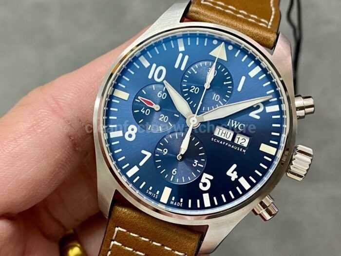 ZF Factory IWC Pilot Chronograph Le Petit Prince IW377714 43mm Steel Leather Strap Blue Arabic Nu 3 Super Clone Watch,Clean Factory Watch