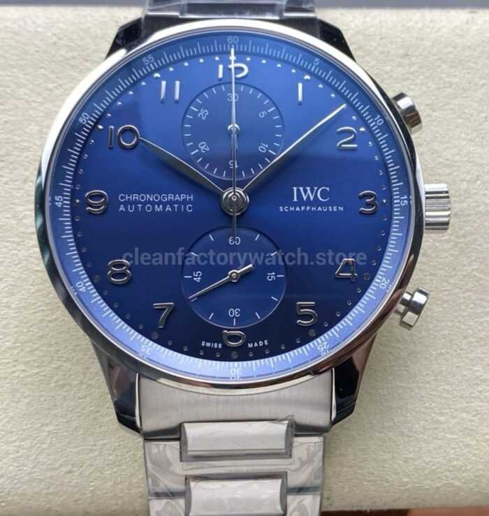 ZF Factory IWC Portuguese Chronograph IW371606 41mm Steel Blue Dial 1 Super Clone Watch,Clean Factory Watch