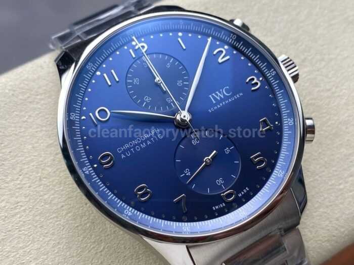 ZF Factory IWC Portuguese Chronograph IW371606 41mm Steel Blue Dial 3 Super Clone Watch,Clean Factory Watch