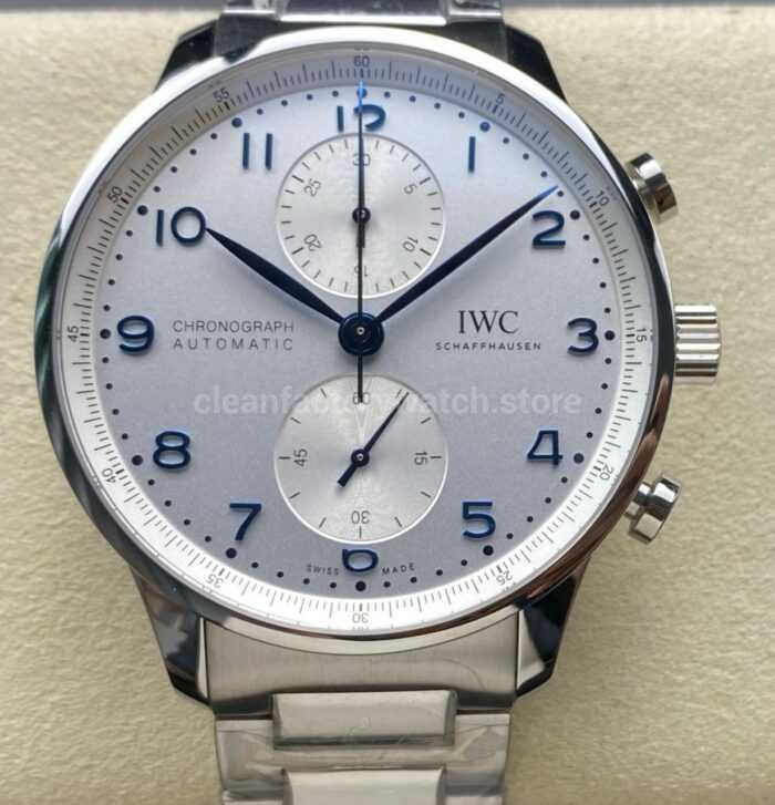 ZF Factory IWC Portuguese Chronograph IW371617 41mm Steel Silver Dial 2 Super Clone Watch,Clean Factory Watch