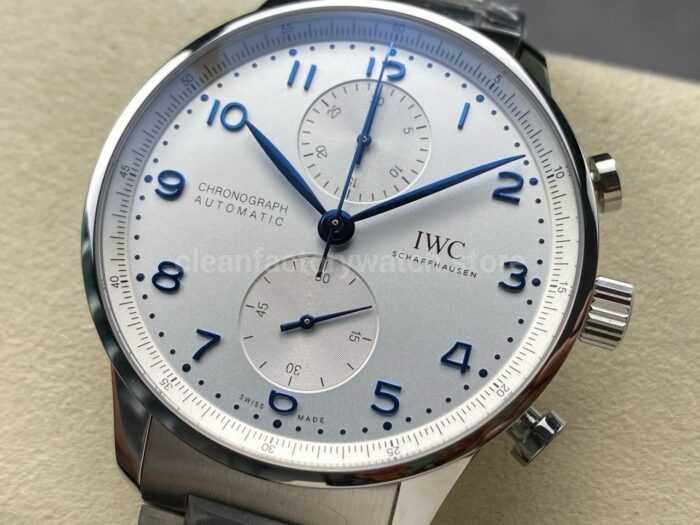 ZF Factory IWC Portuguese Chronograph IW371617 41mm Steel Silver Dial 3 Super Clone Watch,Clean Factory Watch