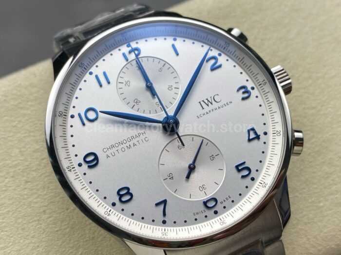 ZF Factory IWC Portuguese Chronograph IW371617 41mm Steel Silver Dial 4 Super Clone Watch,Clean Factory Watch