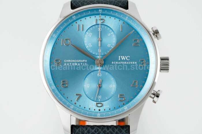 ZF Factory IWC Portuguese Chronograph IW371626 41mm White Gold Ice Blue Dial 4 Super Clone Watch,Clean Factory Watch