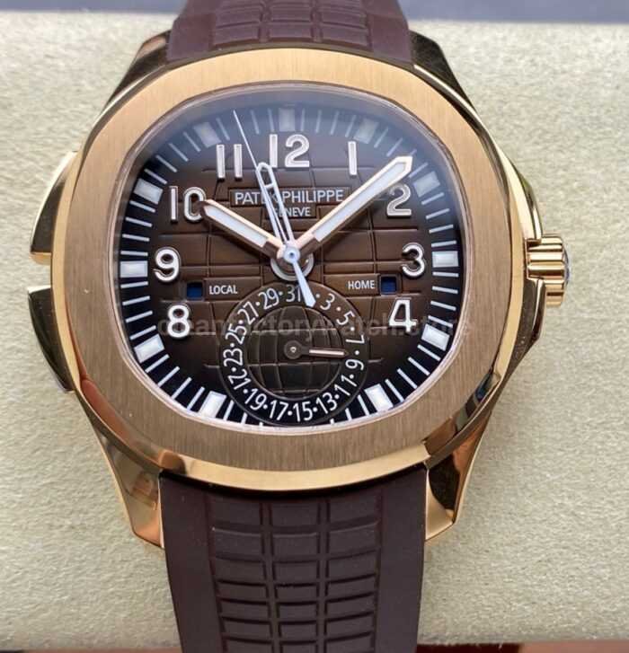 ZF Factory Patek Philippe Aquanaut 5164R 001 40.8mm Rose Gold Rubber Strap Brown Dial 2 Super Clone Watch,Clean Factory Watch