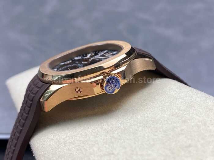 ZF Factory Patek Philippe Aquanaut 5164R 001 40.8mm Rose Gold Rubber Strap Brown Dial 4 Super Clone Watch,Clean Factory Watch