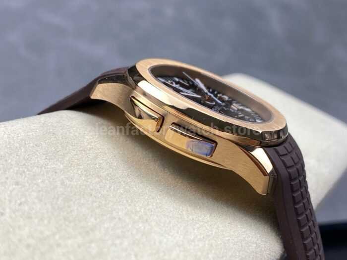 ZF Factory Patek Philippe Aquanaut 5164R 001 40.8mm Rose Gold Rubber Strap Brown Dial 5 Super Clone Watch,Clean Factory Watch