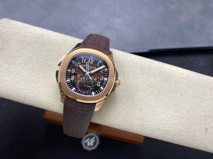 ZF Factory Patek Philippe Aquanaut 5164R 001 40.8mm Rose Gold Rubber Strap Brown Dial 6 Super Clone Watch,Clean Factory Watch