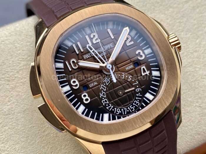 ZF Factory Patek Philippe Aquanaut 5164R 001 40.8mm Rose Gold Rubber Strap Brown Dial 7 Super Clone Watch,Clean Factory Watch