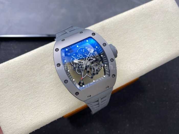 ZF Factory Richard Mille RM 055 42.7mm Full Grey Ceramic Rubber Strap Skeletonized Grey Dial 5 Super Clone Watch,Clean Factory Watch