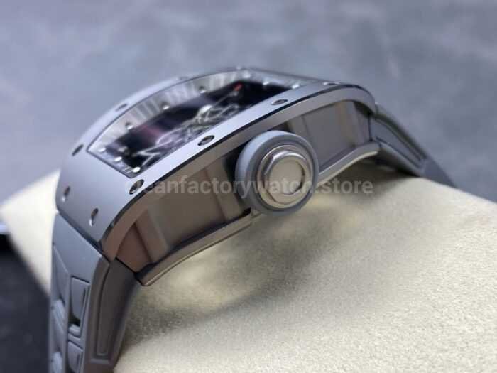 ZF Factory Richard Mille RM 055 42.7mm Full Grey Ceramic Rubber Strap Skeletonized Grey Dial 8 Super Clone Watch,Clean Factory Watch