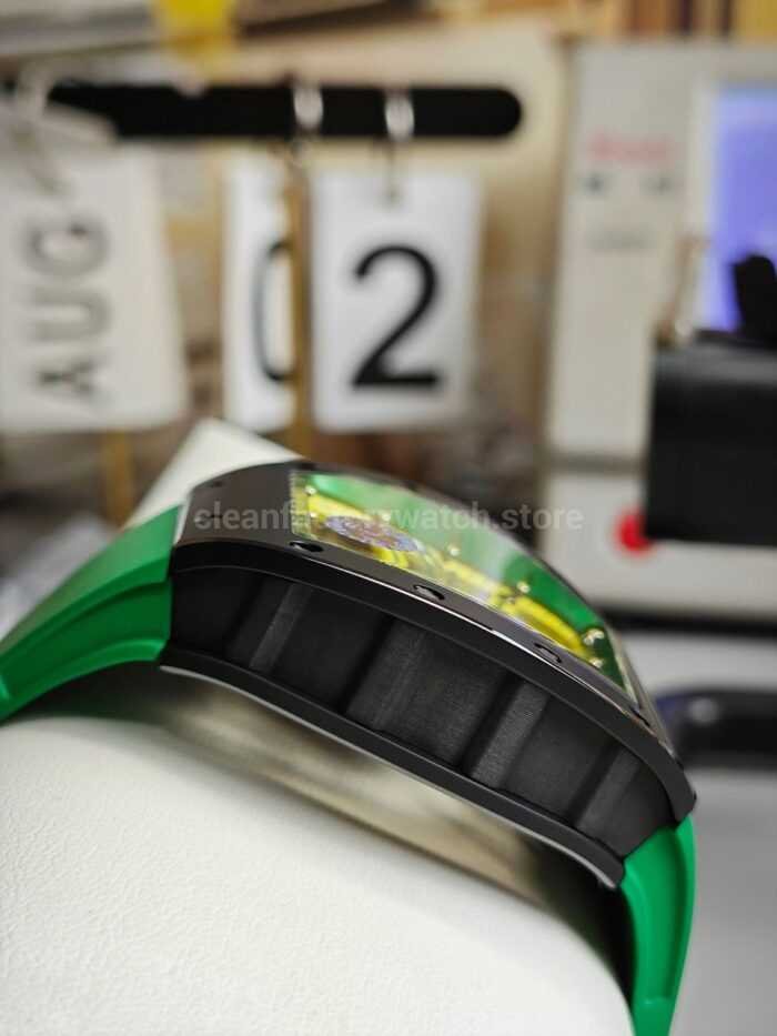 ZF Factory Richard Mille RM 061 01 Black Rubber Strap Yohan Blake Skeletonized Green Dial 8 Super Clone Watch,Clean Factory Watch