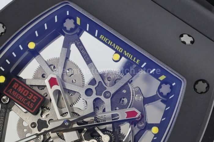 ZF Factory Richard Mille RM035 Titanium Rose Gold Black Rubber Strap Skeletonized Dial 10 Super Clone Watch,Clean Factory Watch
