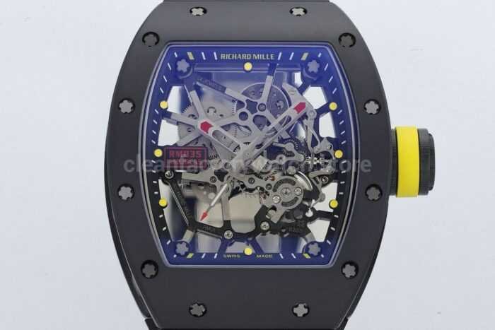 ZF Factory Richard Mille RM035 Titanium Rose Gold Black Rubber Strap Skeletonized Dial 2 Super Clone Watch,Clean Factory Watch