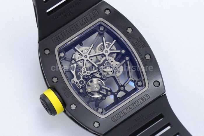 ZF Factory Richard Mille RM035 Titanium Rose Gold Black Rubber Strap Skeletonized Dial 9 Super Clone Watch,Clean Factory Watch