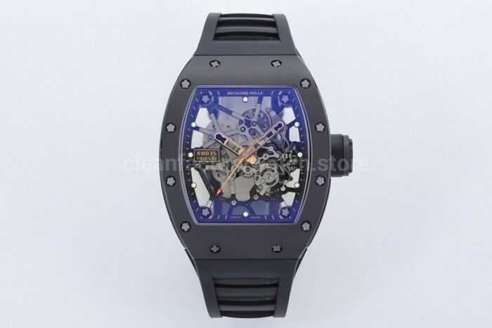 ZF Factory Richard Mille RM035 Titanium Rose Gold Rubber Strap Skeletonized Dial 3 Super Clone Watch,Clean Factory Watch