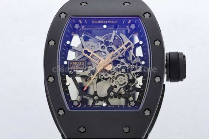 ZF Factory Richard Mille RM035 Titanium Rose Gold Rubber Strap Skeletonized Dial 5 Super Clone Watch,Clean Factory Watch