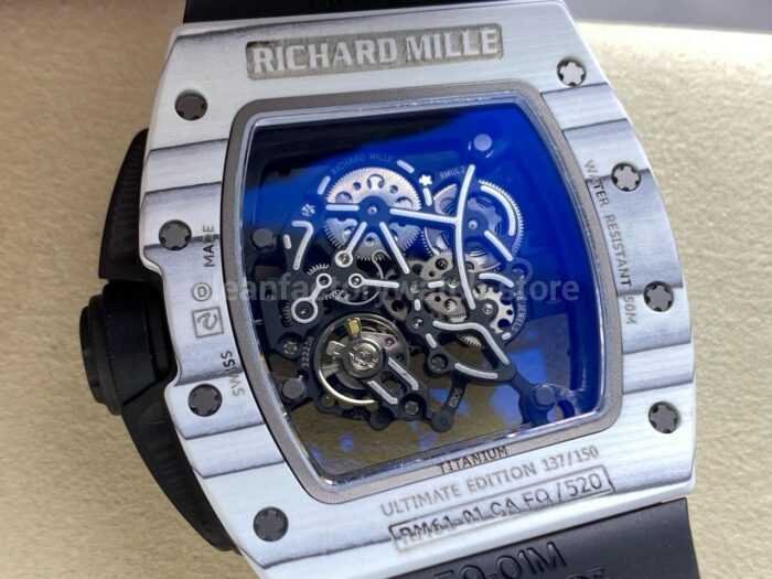ZF Factory Richard Mille RM061 01 43mm White Ceramic Rubber Strap Skeletonized Dial 1 Super Clone Watch,Clean Factory Watch