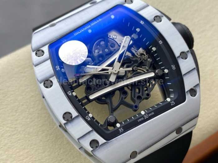 ZF Factory Richard Mille RM061 01 43mm White Ceramic Rubber Strap Skeletonized Dial 4 Super Clone Watch,Clean Factory Watch