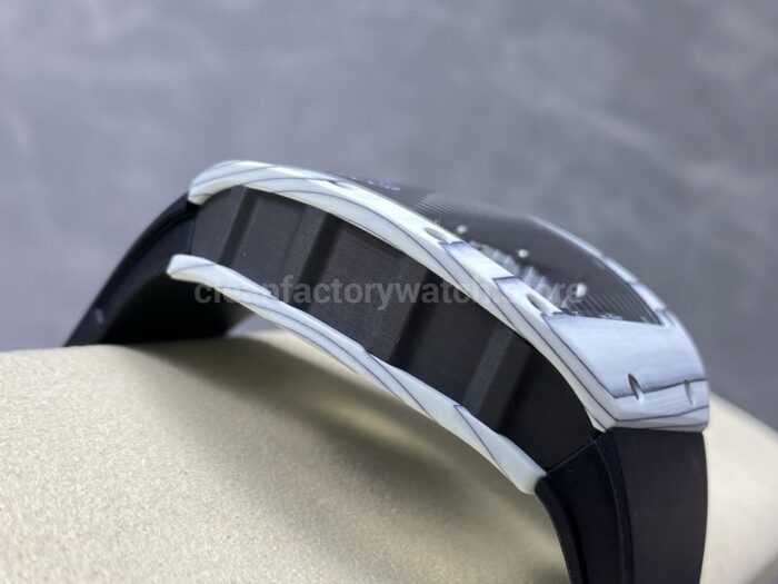 ZF Factory Richard Mille RM061 01 43mm White Ceramic Rubber Strap Skeletonized Dial 5 Super Clone Watch,Clean Factory Watch