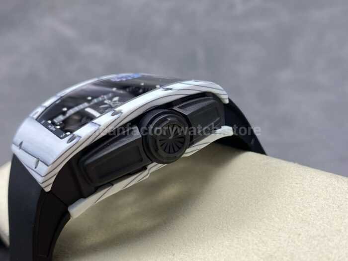 ZF Factory Richard Mille RM061 01 43mm White Ceramic Rubber Strap Skeletonized Dial 6 Super Clone Watch,Clean Factory Watch
