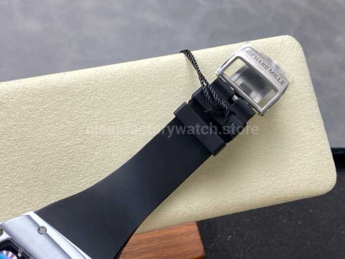 ZF Factory Richard Mille RM061 01 43mm White Ceramic Rubber Strap Skeletonized Dial 8 Super Clone Watch,Clean Factory Watch