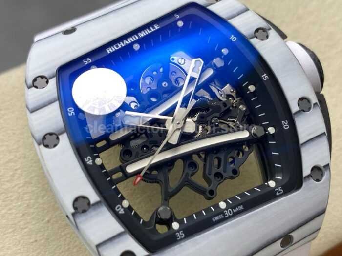 ZF Factory Richard Mille RM061 01 43mm White Ceramic White Rubber Strap Skeletonized Dial 1 Super Clone Watch,Clean Factory Watch