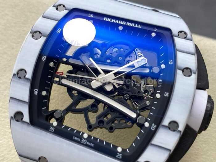 ZF Factory Richard Mille RM061 01 43mm White Ceramic White Rubber Strap Skeletonized Dial 2 Super Clone Watch,Clean Factory Watch